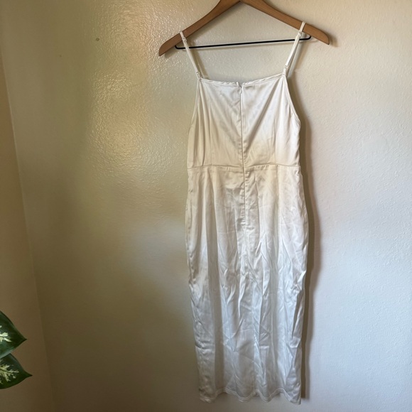 Lulus | Hold Your Hand White Satin Midi Dress - Picture 7 of 8
